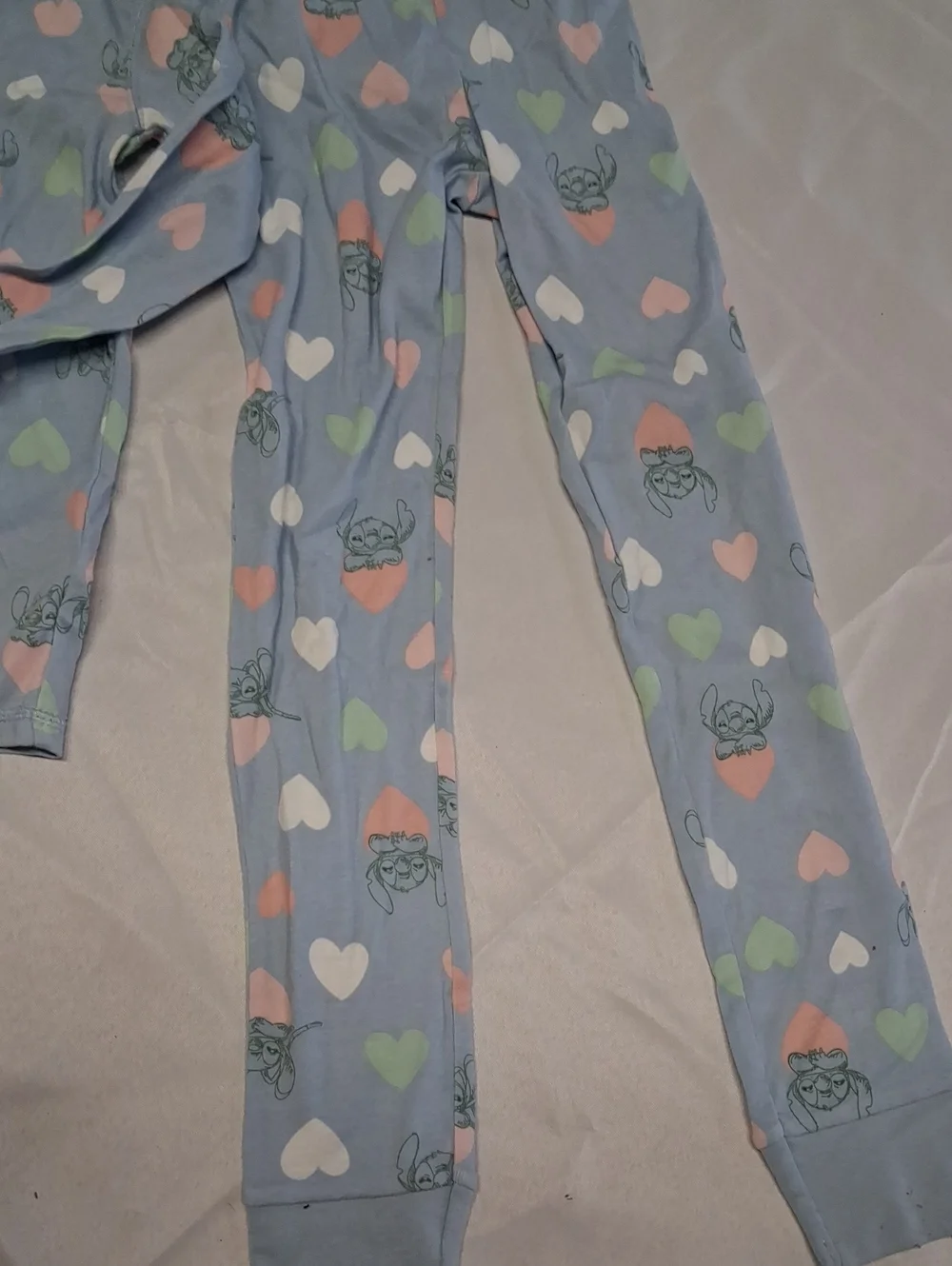 NWT Girls Sz. 8 Disney Stitch Kids Light Blue Heart Print Pajama Set